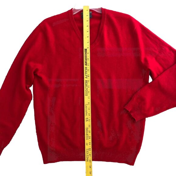 Club Room 2-Ply Estate Cashmere V-Neck Sweater Mens Size M Red Luxury Old Money - Picture 10 of 12